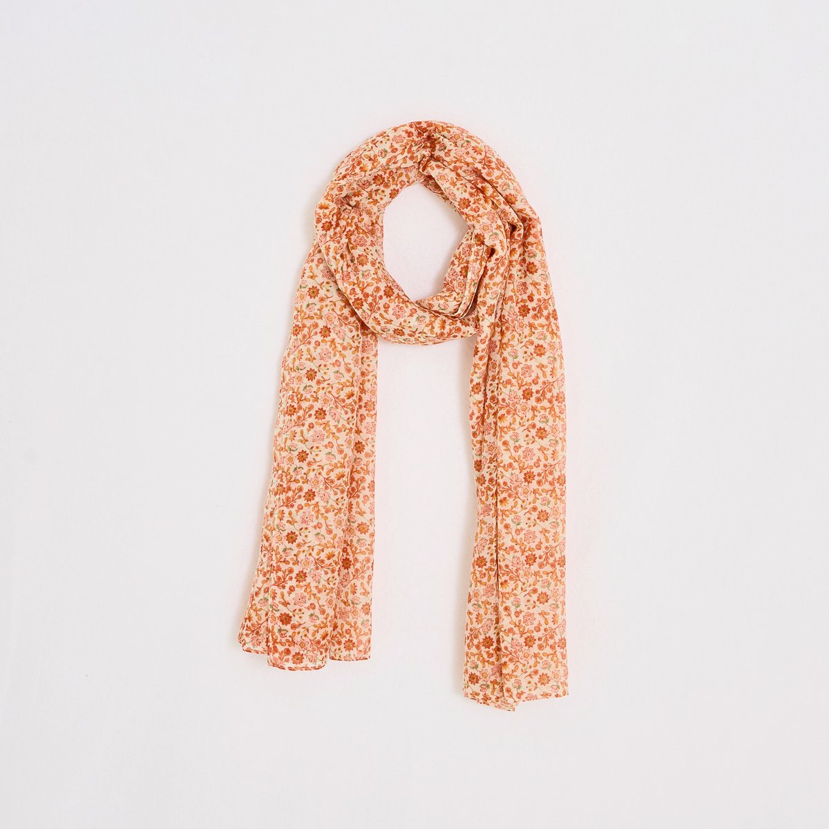 Etole longue imprimé fleuri orange, GRAIN DE MALICE