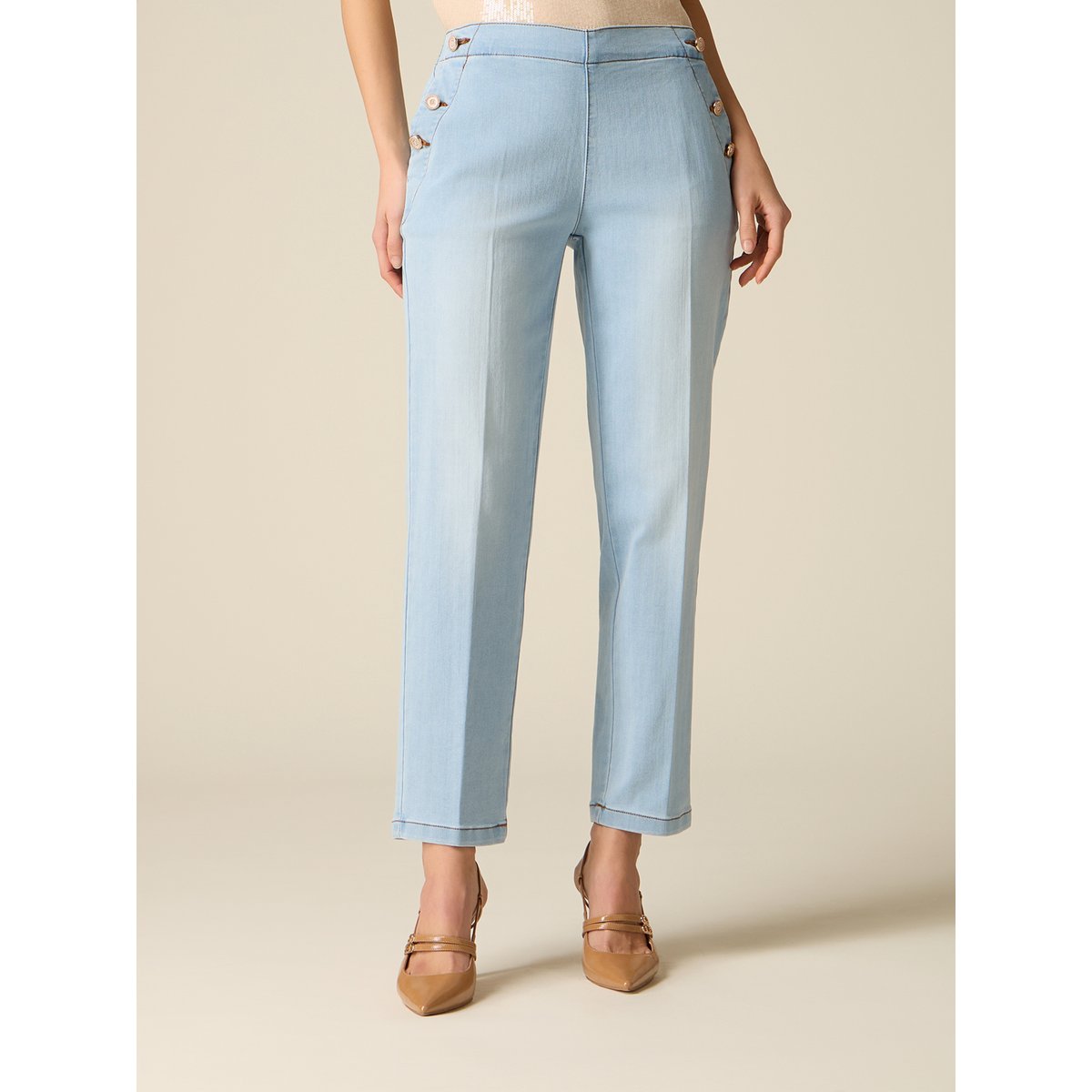 Jean avec boutons décoratifs light - blue, OLTRE