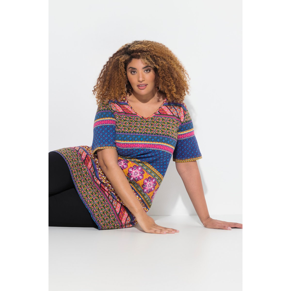 T-shirt long, coupe évasée gomme à mâcher rose, ULLA POPKEN