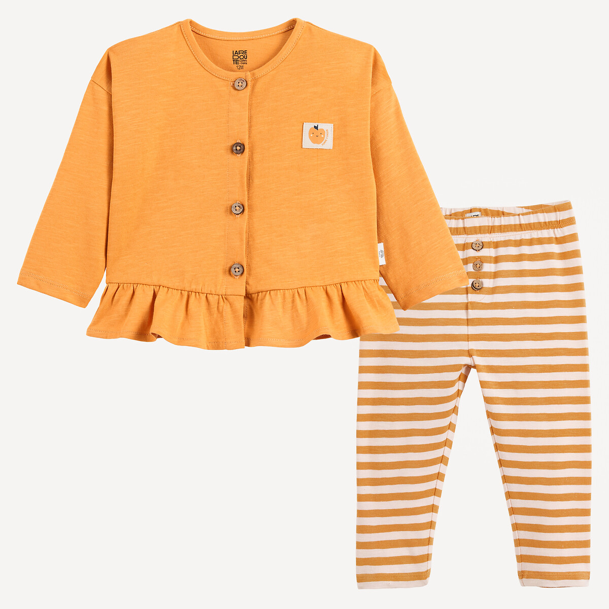 Ensemble bébé 2 pièces, à rayures rose/camel, LA REDOUTE COLLECTIONS