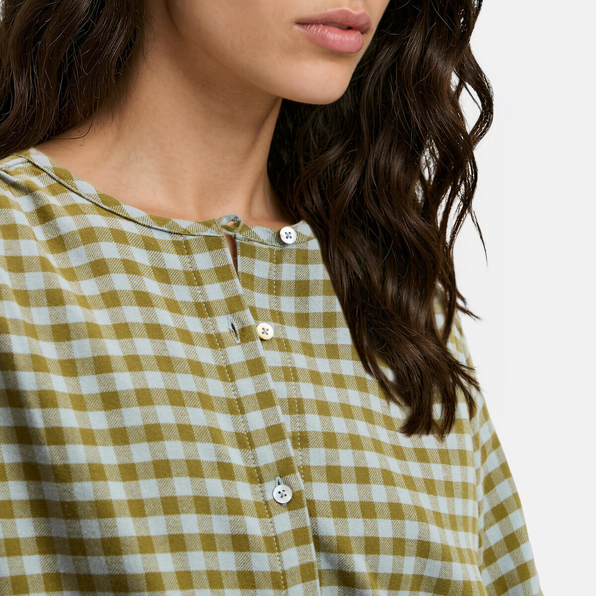 Cotton Flannel Pyjamas checked blue/green, LA REDOUTE COLLECTIONS