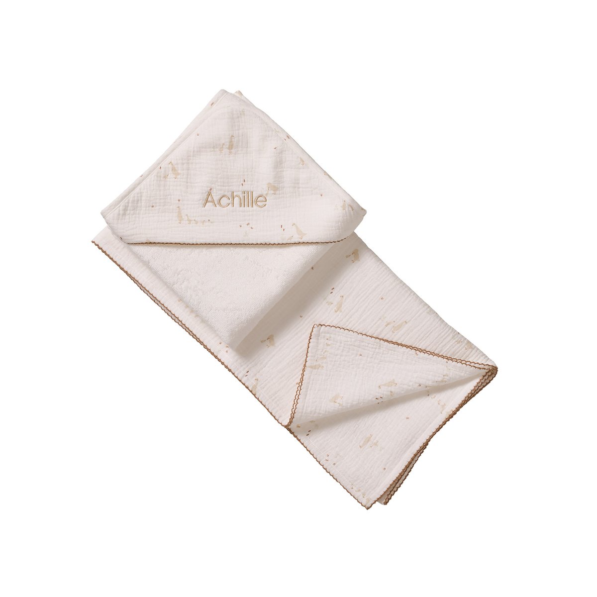 Coffret cape de bain et lange écru, VERTBAUDET