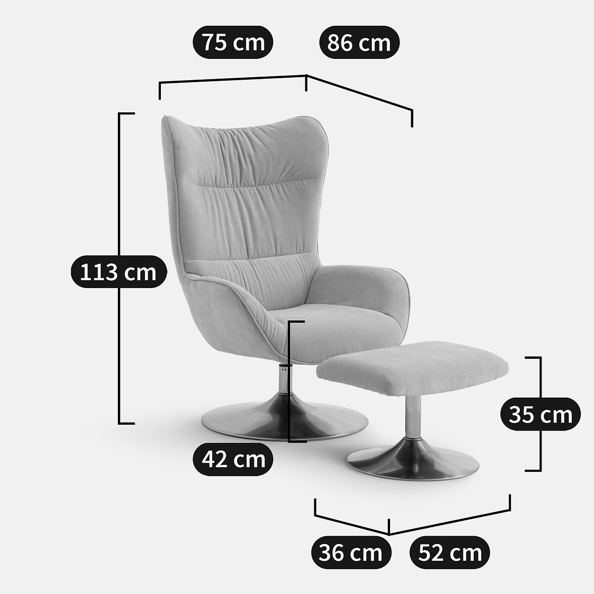 Draaibare fauteuil en voetensteun Oriana beige , LA REDOUTE INTERIEURS