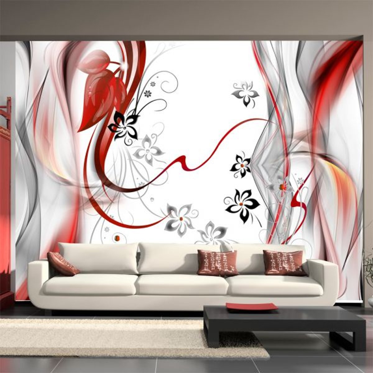 Papier peint intissé panoramique Airy fabric noir, EDEN
