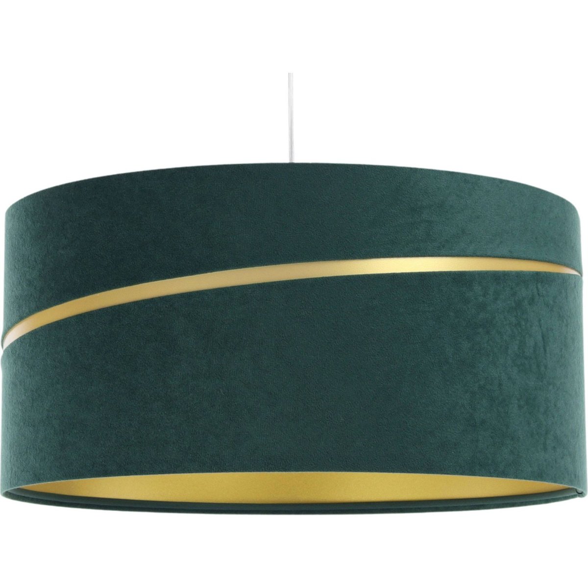 Suspension en tissu, SWING abat-jour en satin microfibre vert, liseret doré et intérieur doré, BPS KONCEPT