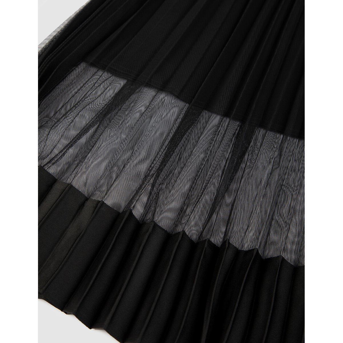 Jupe longue plissée en tulle noir, IKKS