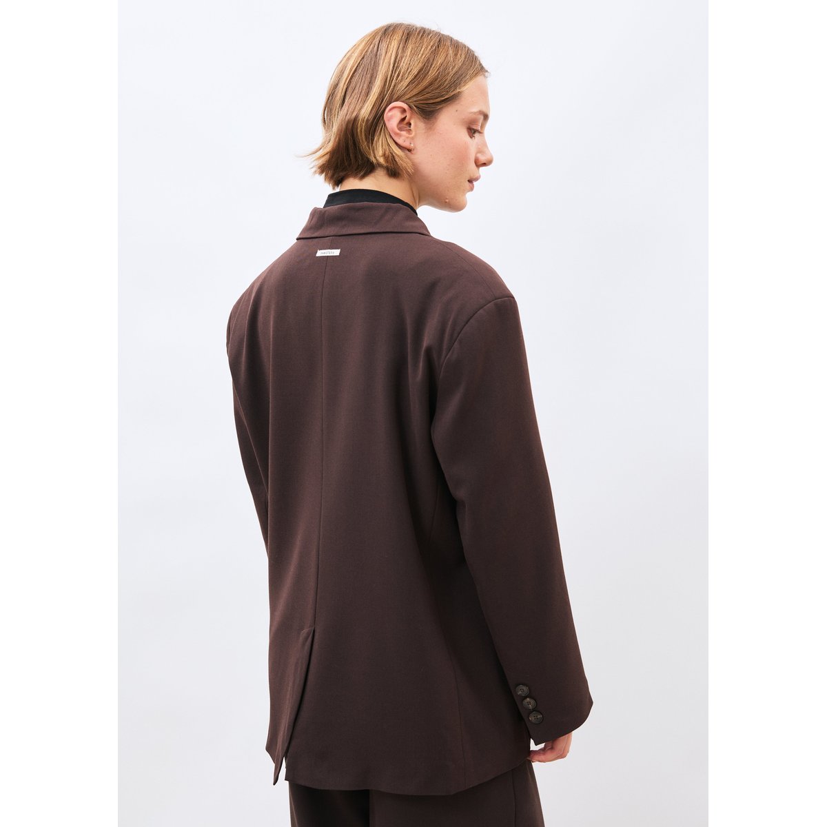 Veste tailleur longue chocolat, HUMILITY