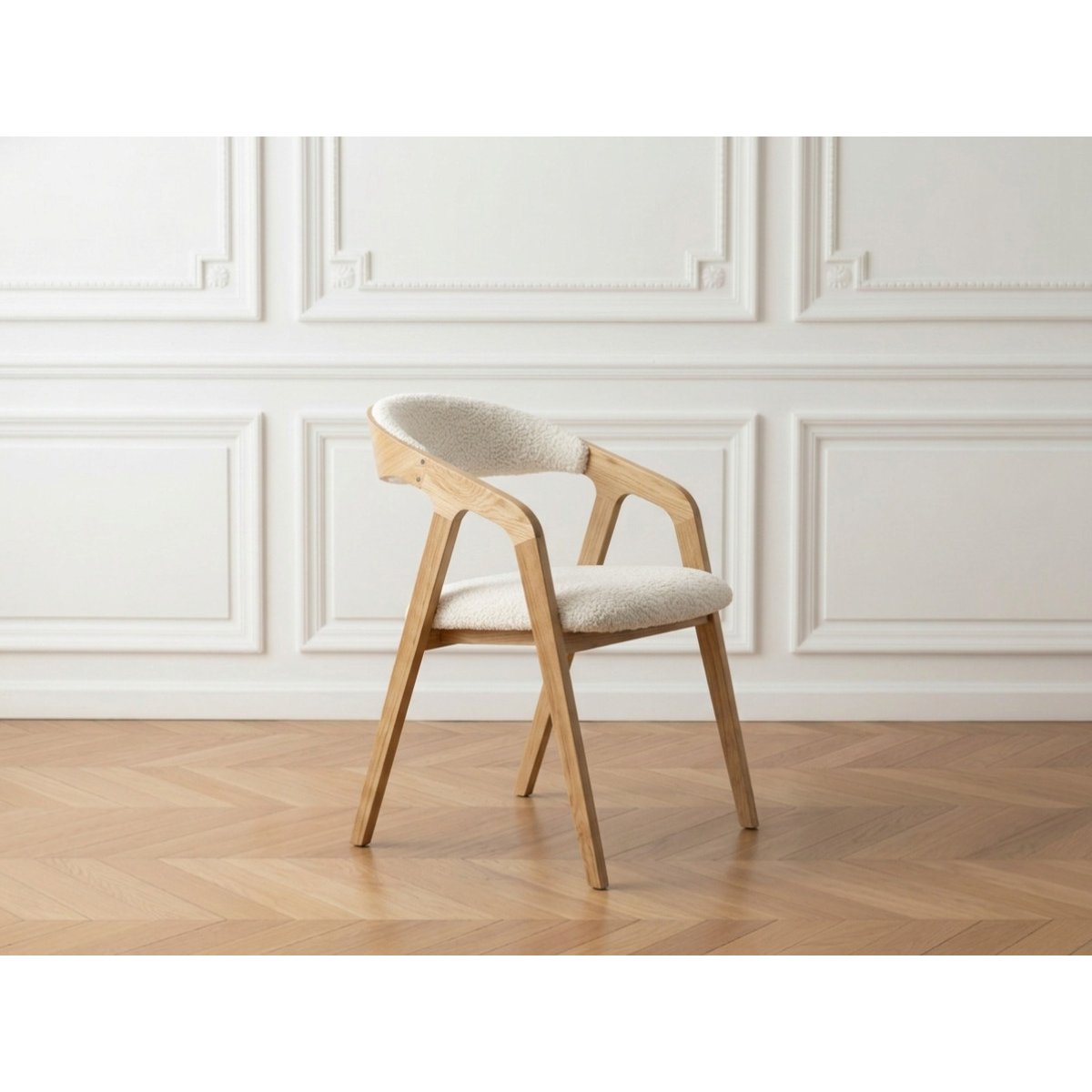 Lot de 2 chaises tissu bouclette, PRISCA blanc, BOBOCHIC