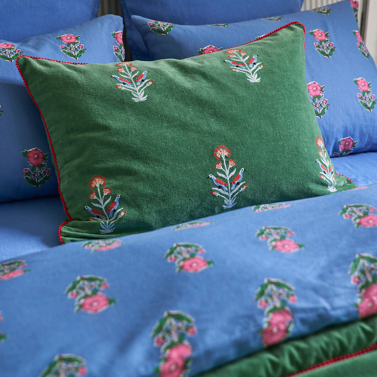 Housse de coussin velours côtelé Dylis vert, LA REDOUTE INTERIEURS