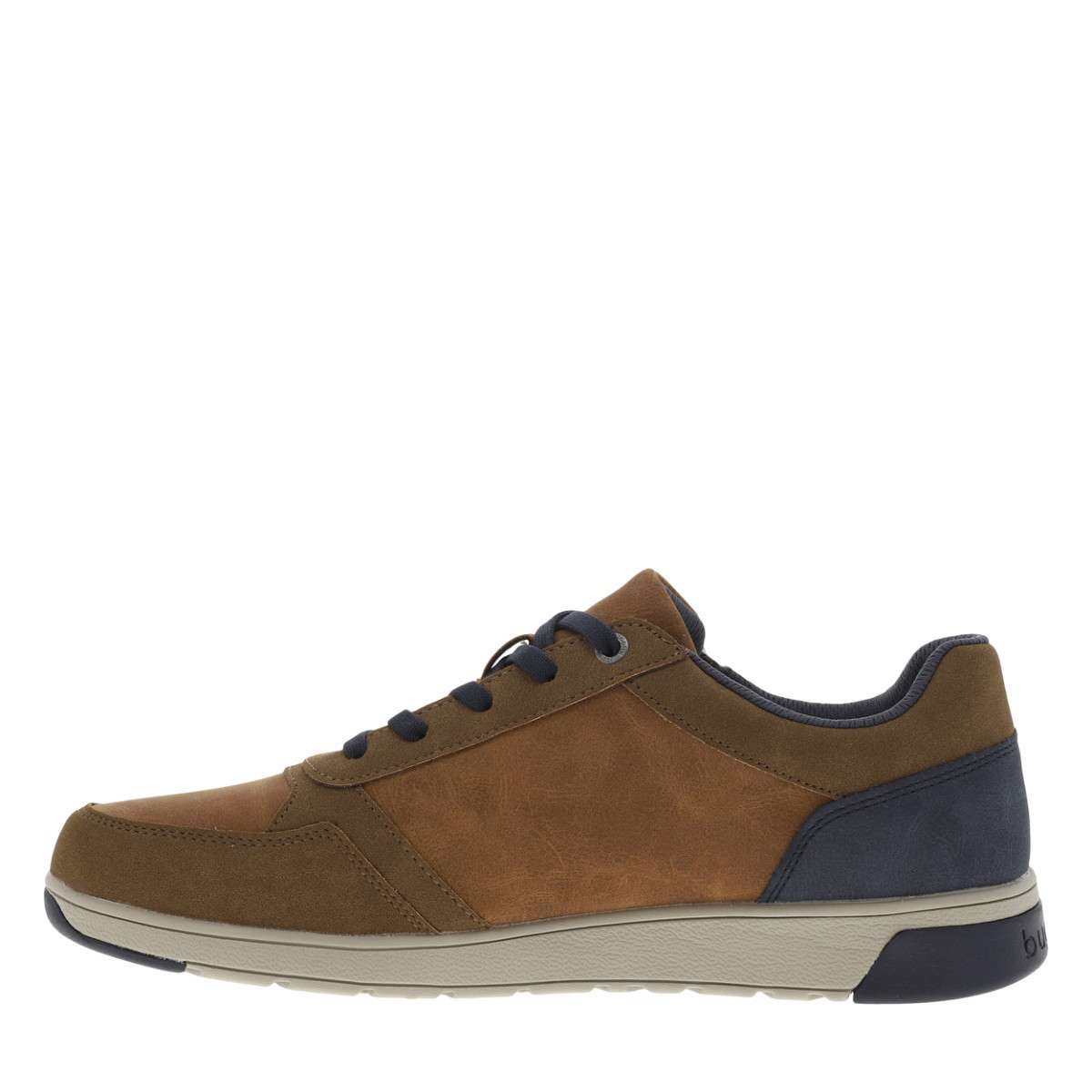 Sneakers croûte de cuir talon plat marron, BUGATTI