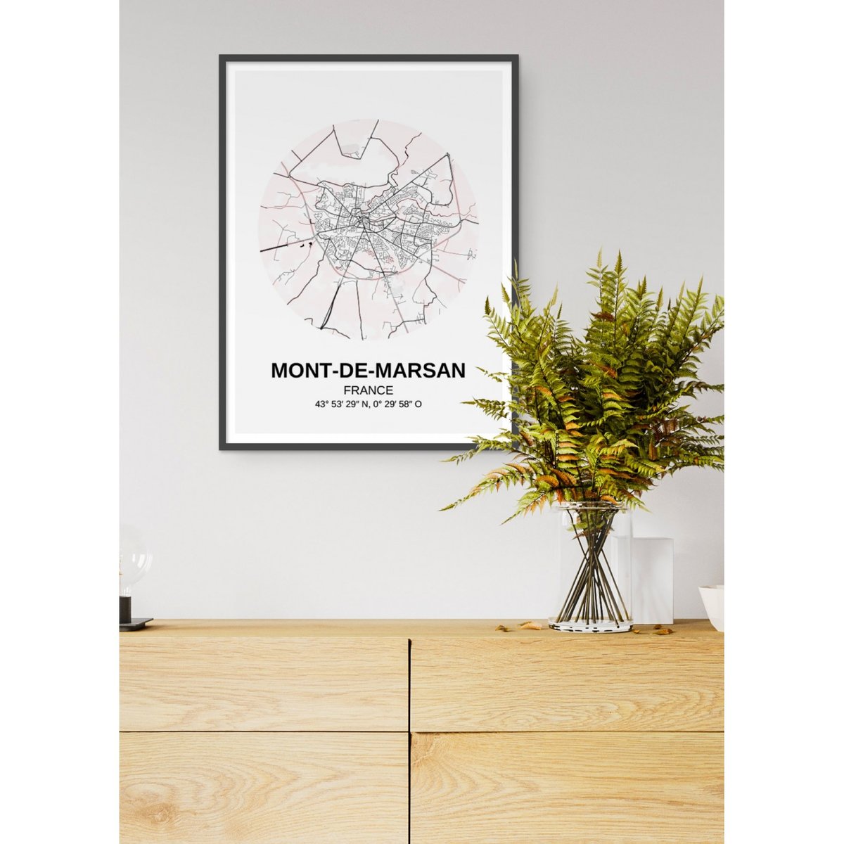 Affiche Carte Mont-de-Marsan blanc, L'AFFICHERIE