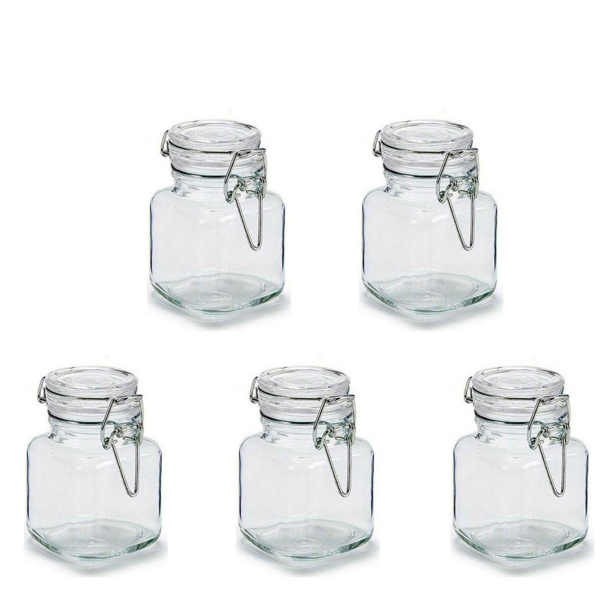 Set de 5 pots à épices en verre fermeture clip transparent, WADIGA