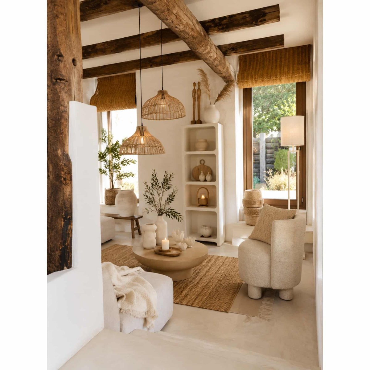 Lampadaire Métal SHIVA crème, LIGHT & LIVING