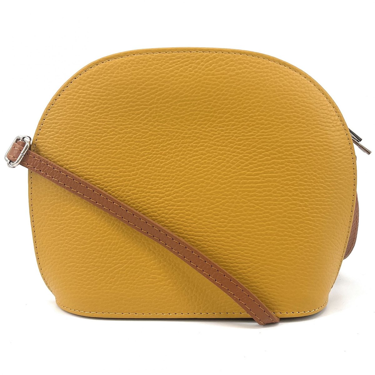 Sac trotteur à bandoulière en cuir grainé NAAN jaune moutarde, OH MY BAG