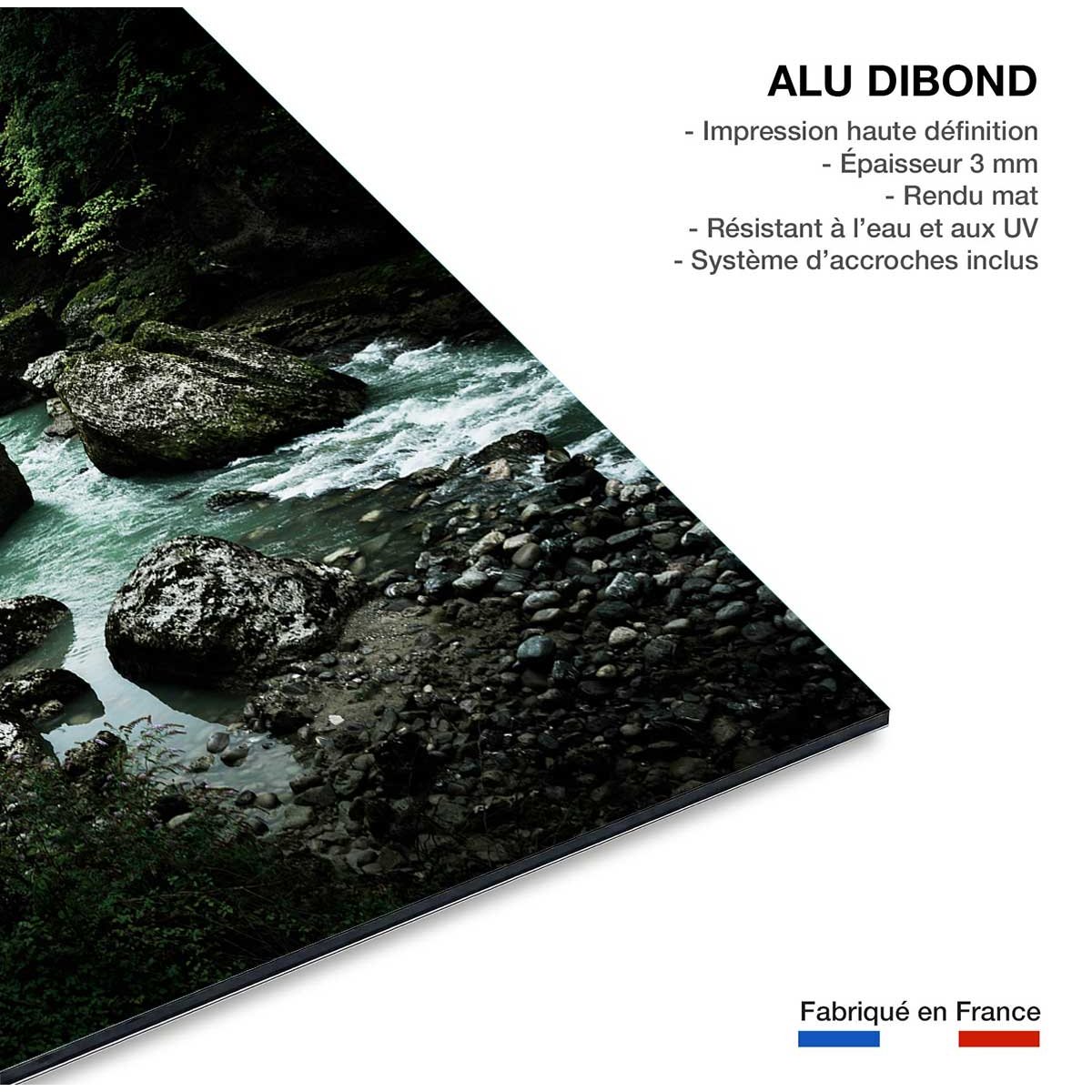 Tableau riviere en montagne tableau alu dibond, HEXOA