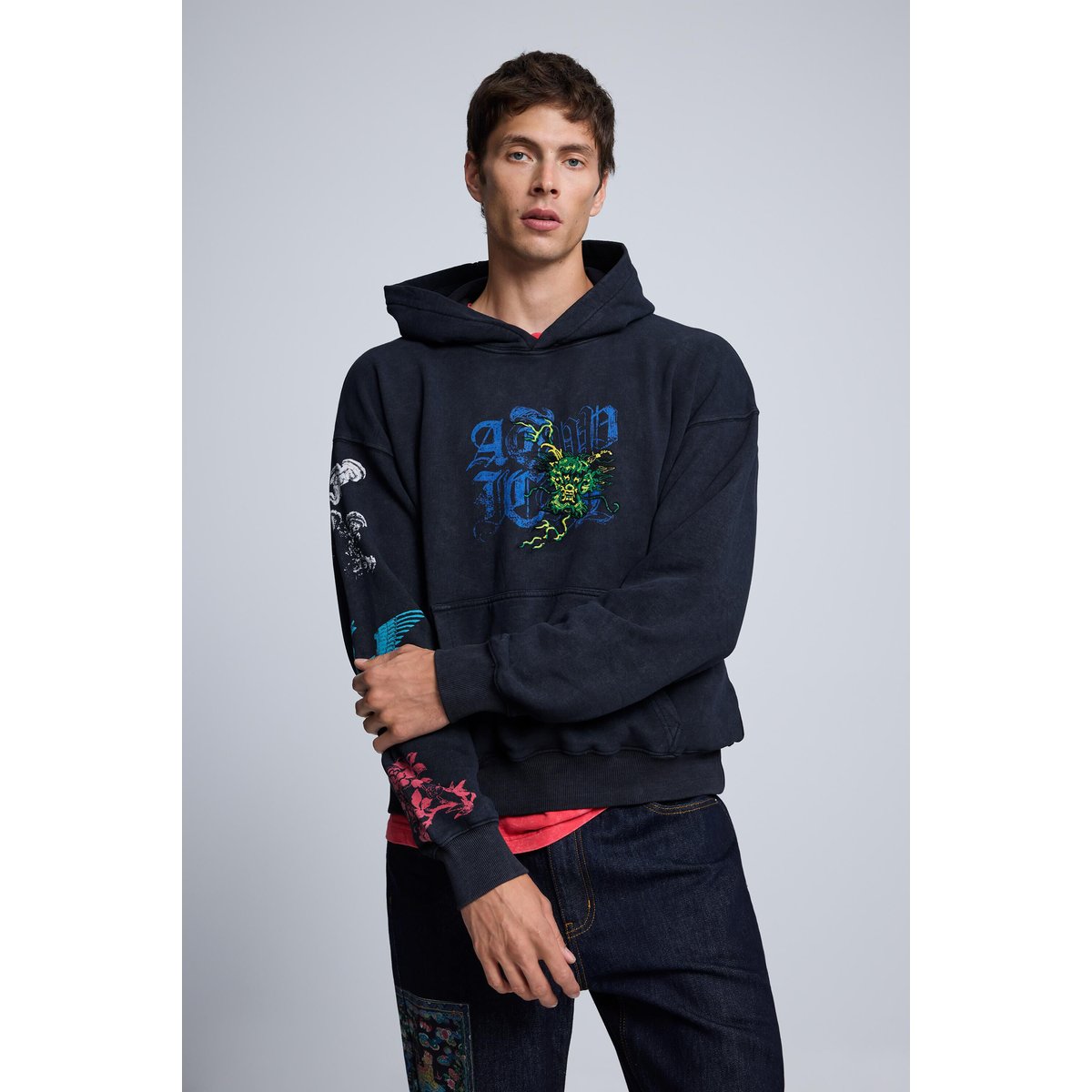 Sweat imprimé noir, DESIGUAL