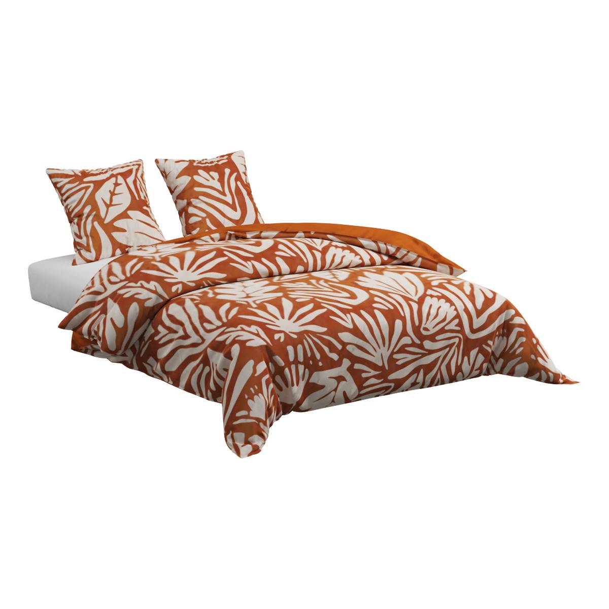 Parure de lit double en coton MORRIS orange, ATMOSPHERA