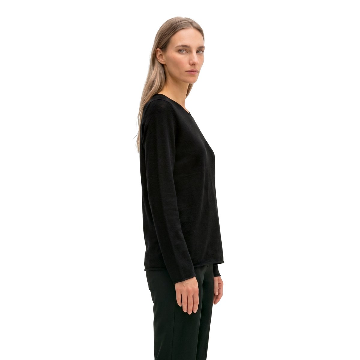 Pull en maille slim en laine mérinos douce noir, MARC O'POLO