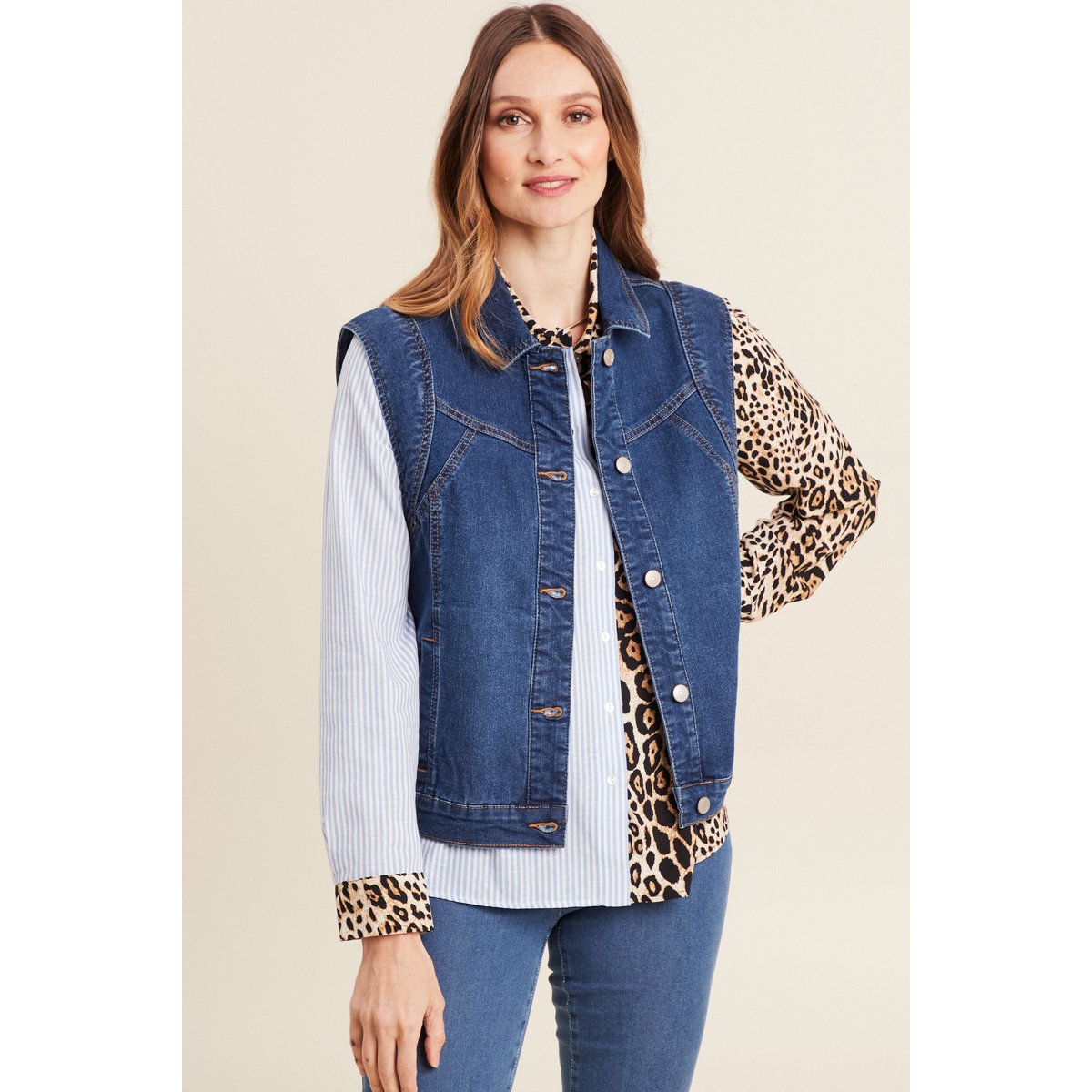 Veste sans manches en jean denim stone, BREAL