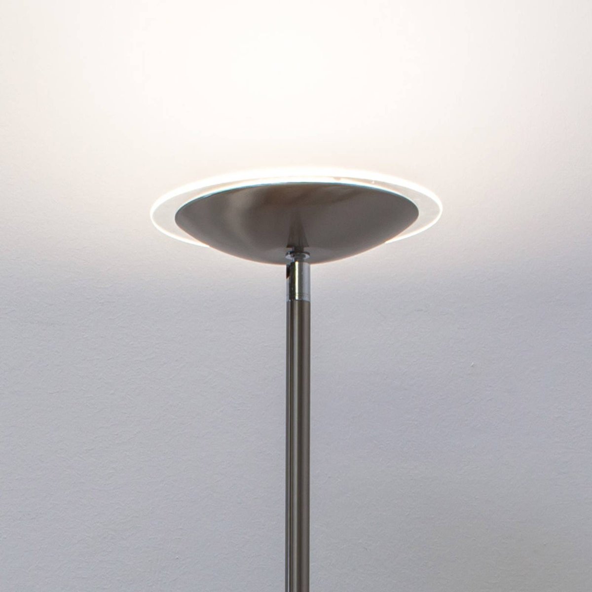 Lampadaire en métal moderneLED, Malea nickel mat, LINDBY
