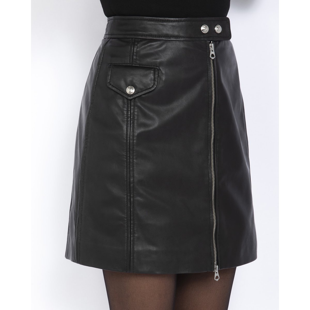 Jupe en cuir noir, SCHOTT