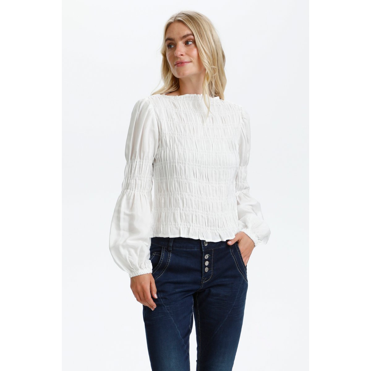 Blouse à manches longues blanc snow white, CREAM
