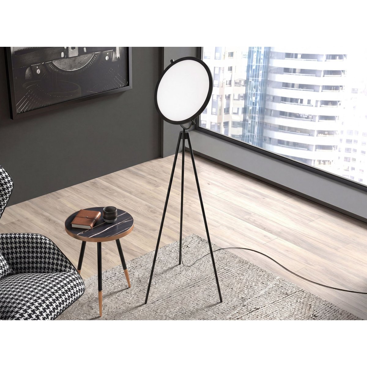 Lampadaire en acier noir, ANGEL CERDA