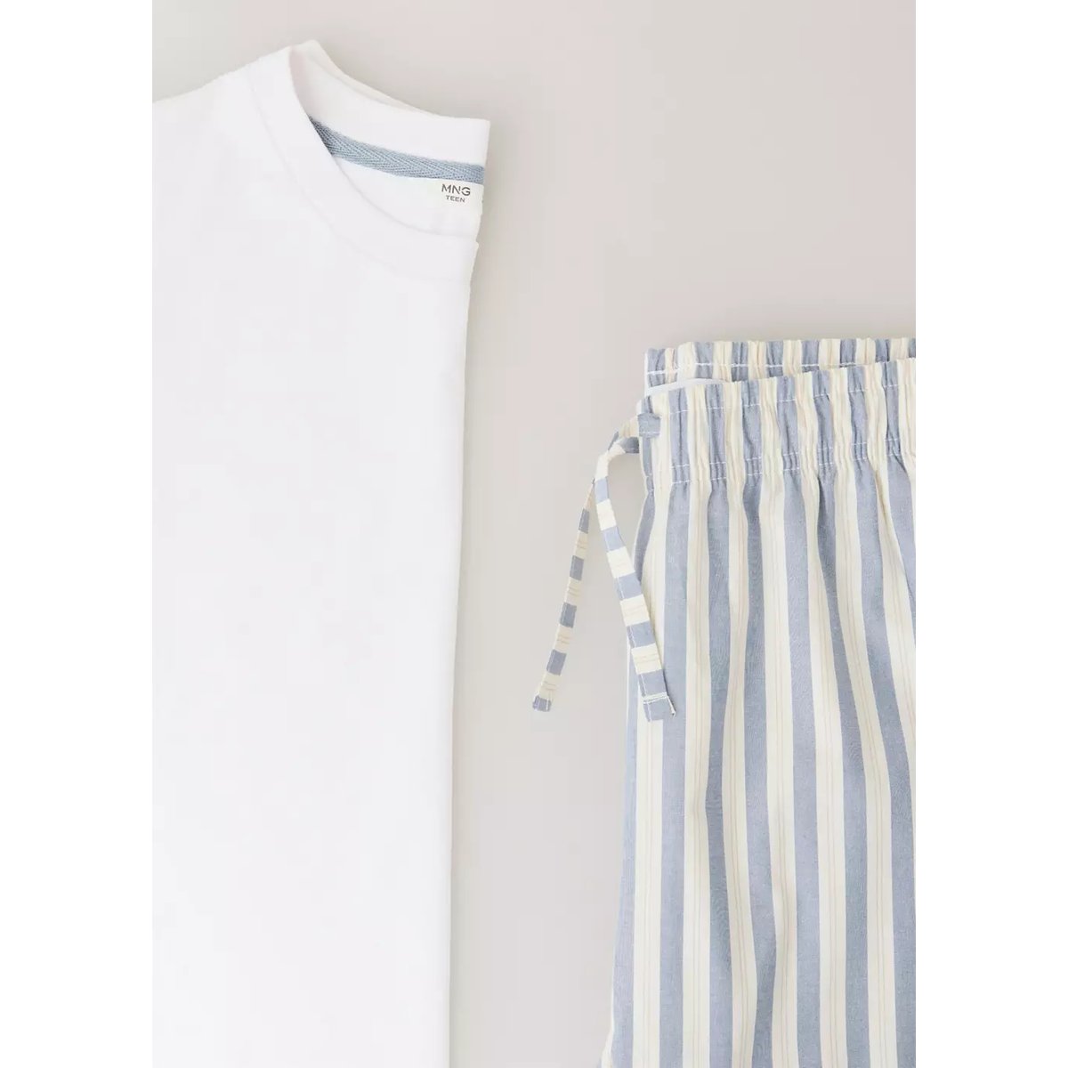 Pyjama complet à rayures blanc cassé, MANGO TEEN
