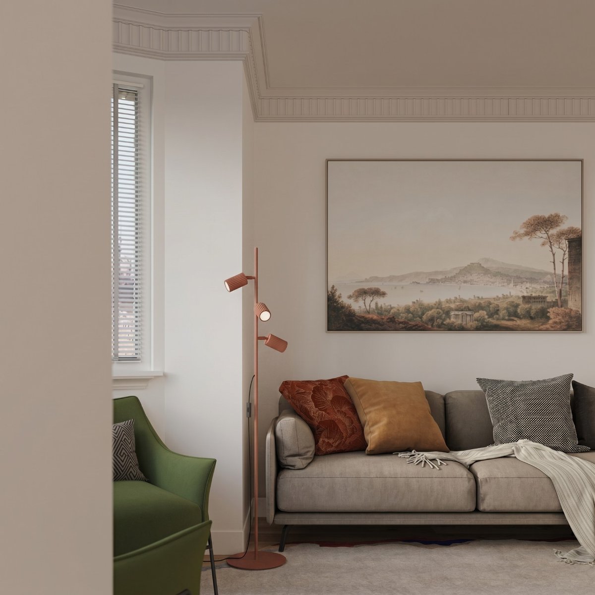 Lampadaire Aluminium Ocre Rouge GU10 3 KARBON ocre rouge, EDEN