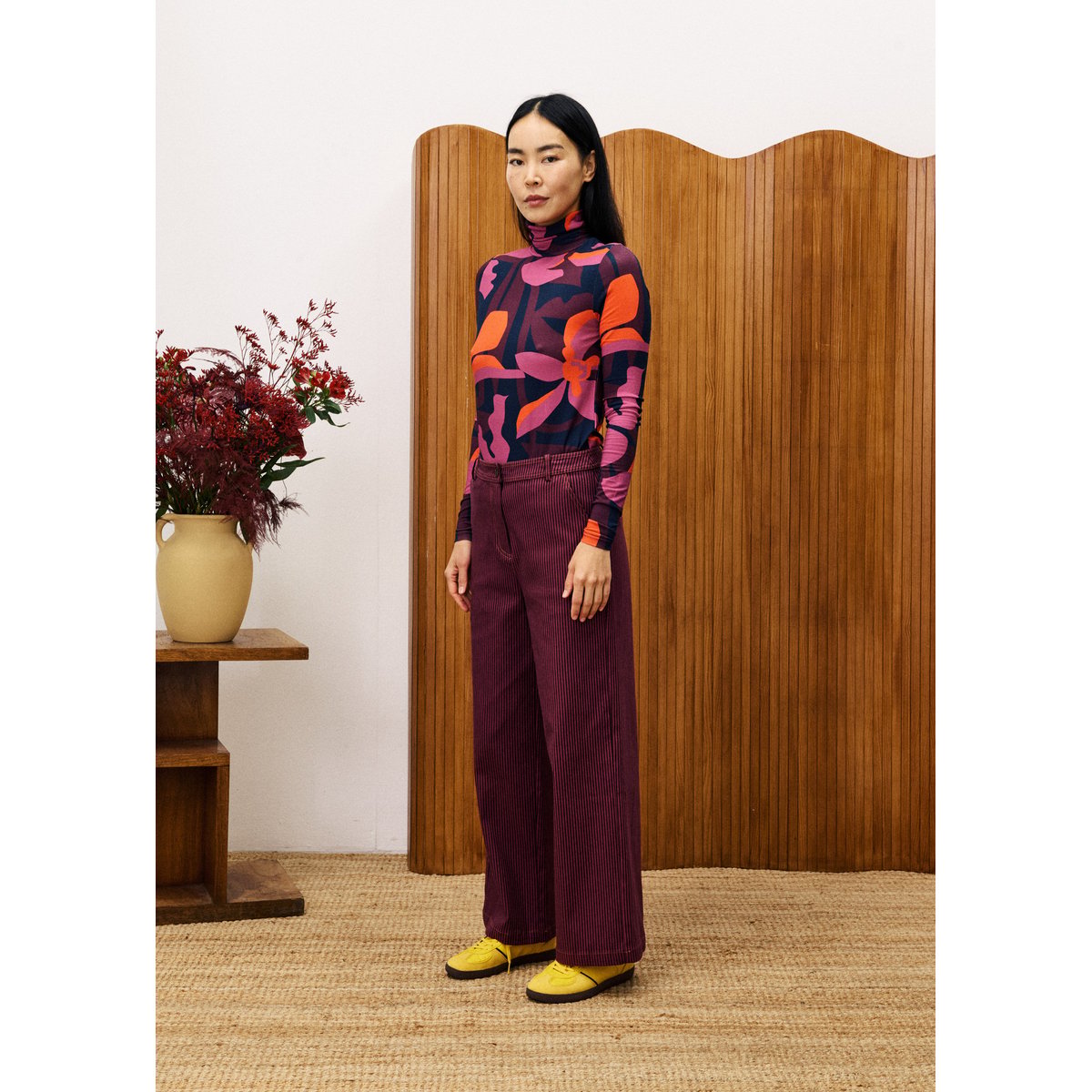 Pantalon en coton NIGELLE rose fuchsia, FRNCH