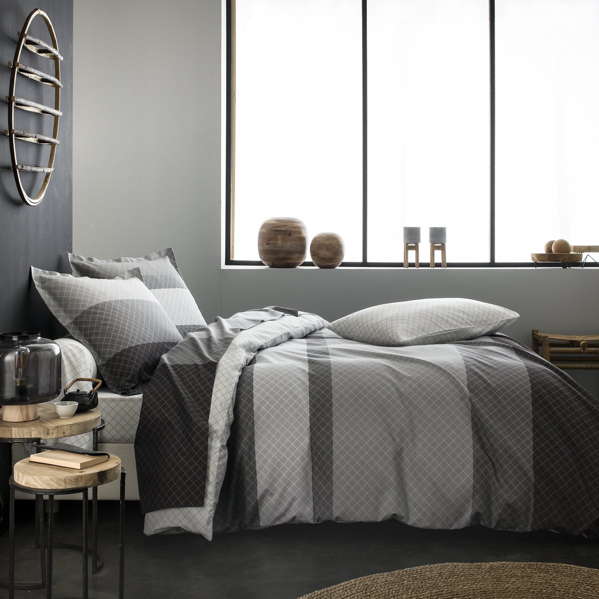 Housse de couette imprimée en lyocell, GEORGES gris, ORIGIN