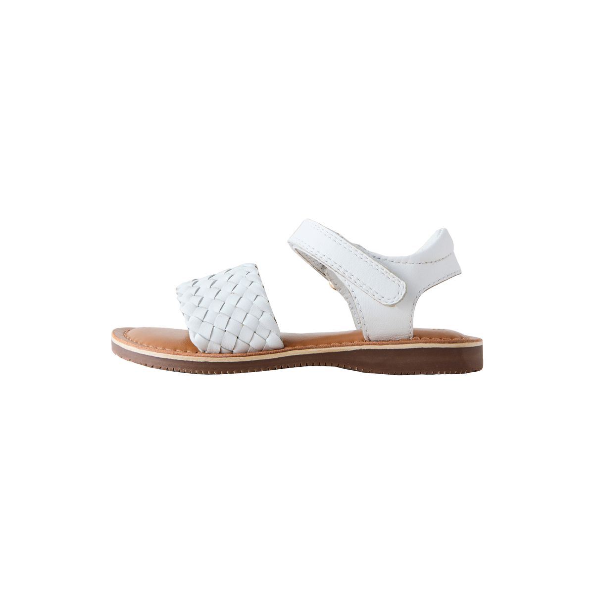Sandales en cuir à torsades et scratch blanc, NEXT