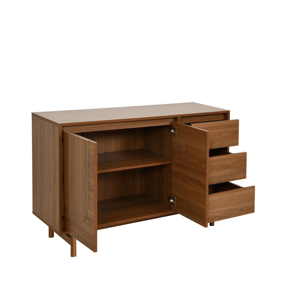 Buffet 2 portes 3 tiroirs en bois L110cm- ABBY bois foncé, DRAWER