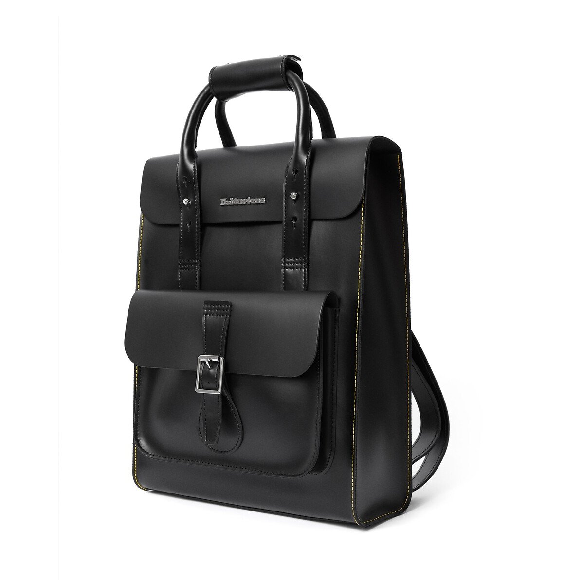 Sac à dos à compartiments, en cuir Kiev et Smooth noir, DR. MARTENS