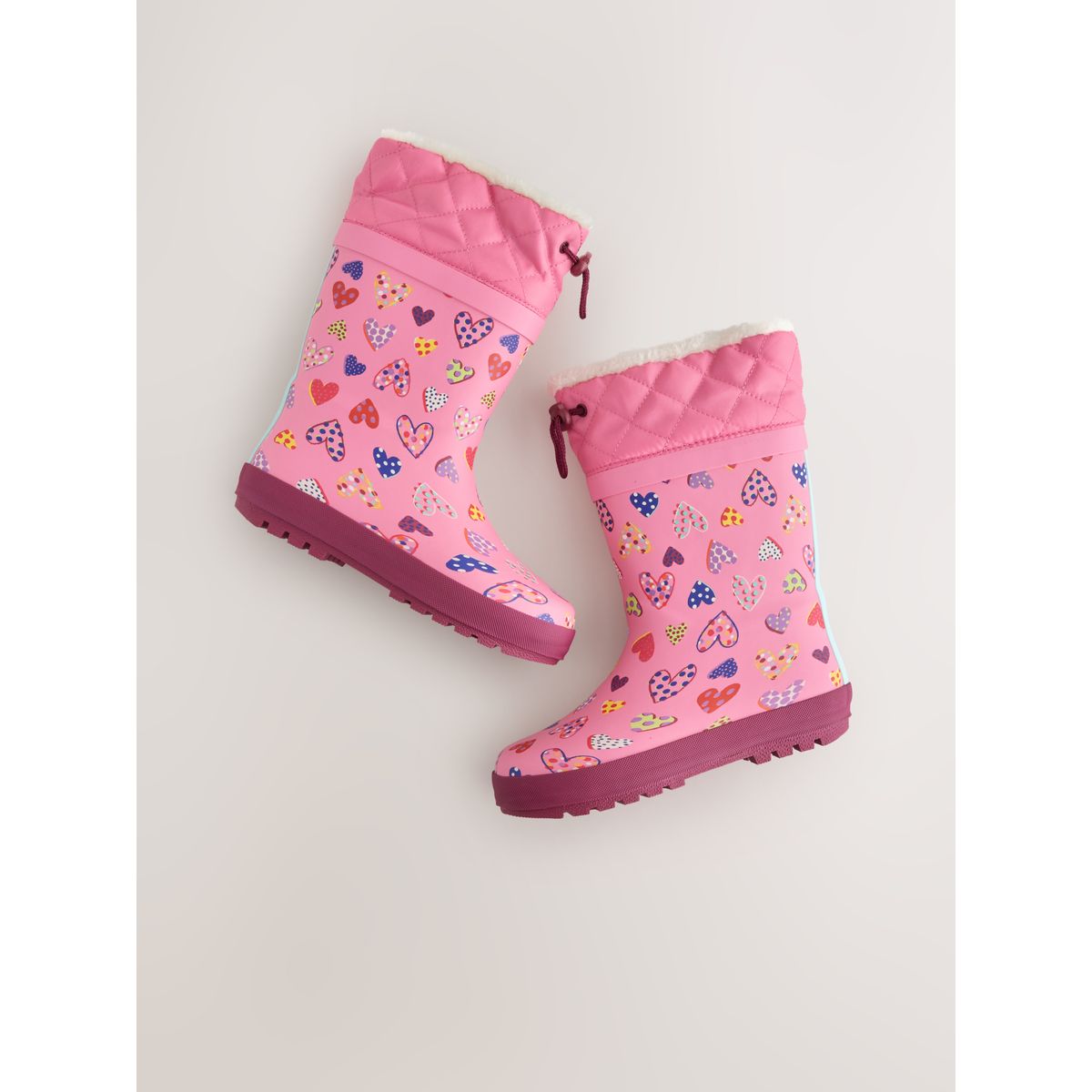 Bottes thinsulate en caoutchouc à revers imprimé cœur rose, NEXT