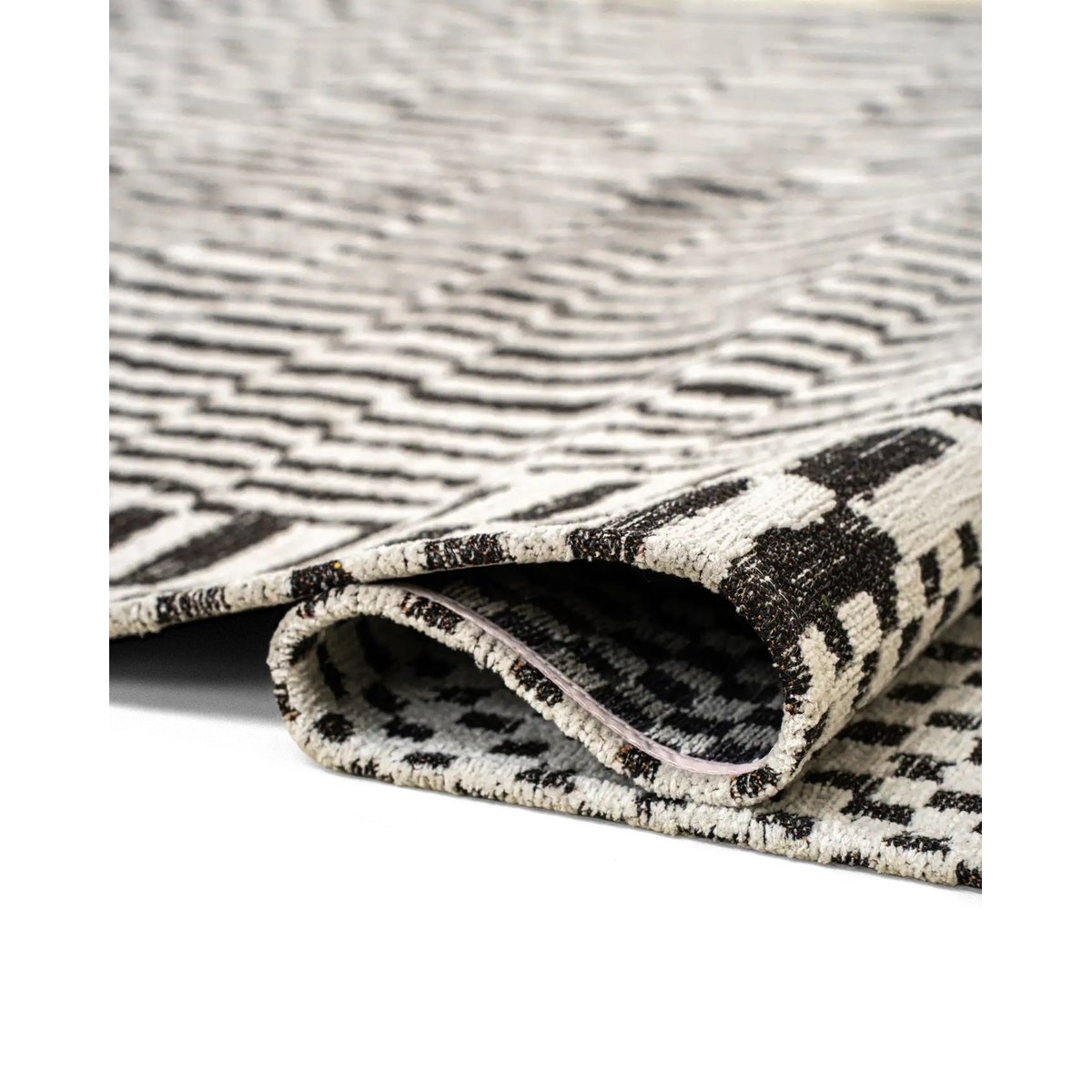 Tapis tissé plat moderne STRUCTURES noir, NOVATREND