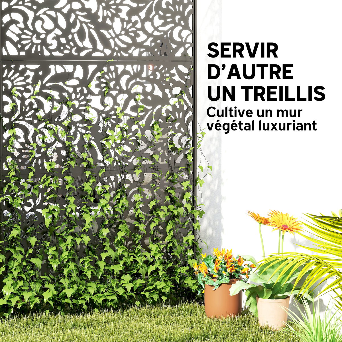 Brise-vue décoratif noir, OUTSUNNY