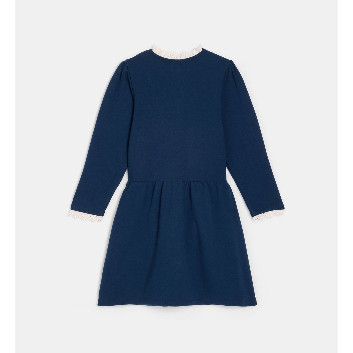 Robe terona coton molletonné et broderie anglaise bleu, CADET ROUSSELLE