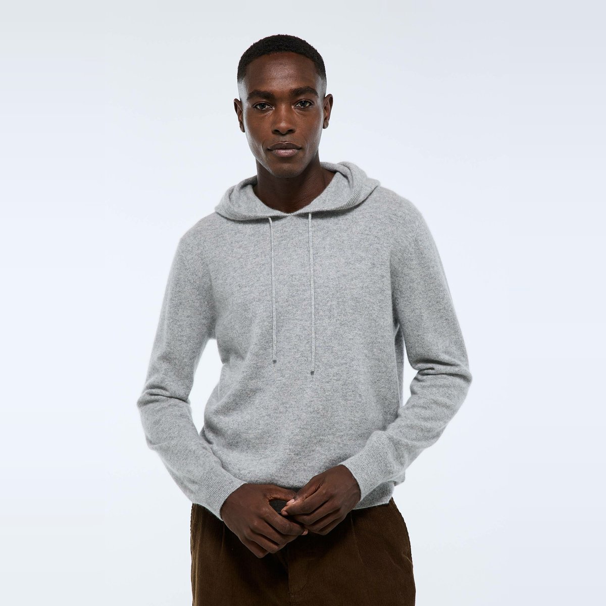 Pull à capuche en cachemire gris chine clair, MONOPRIX