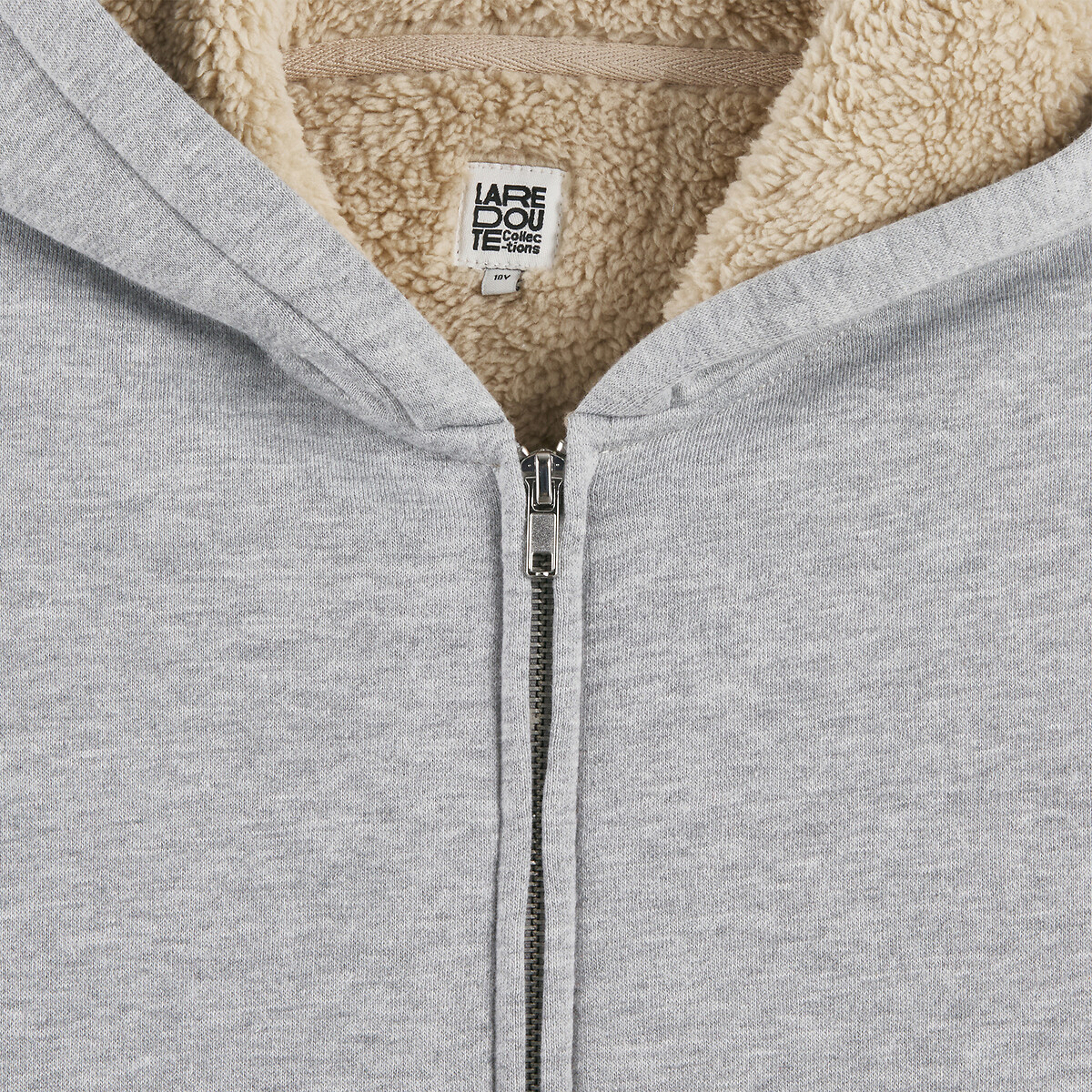 Sweat zippé à capuche, molleton doublé sherpa gris chiné, LA REDOUTE COLLECTIONS