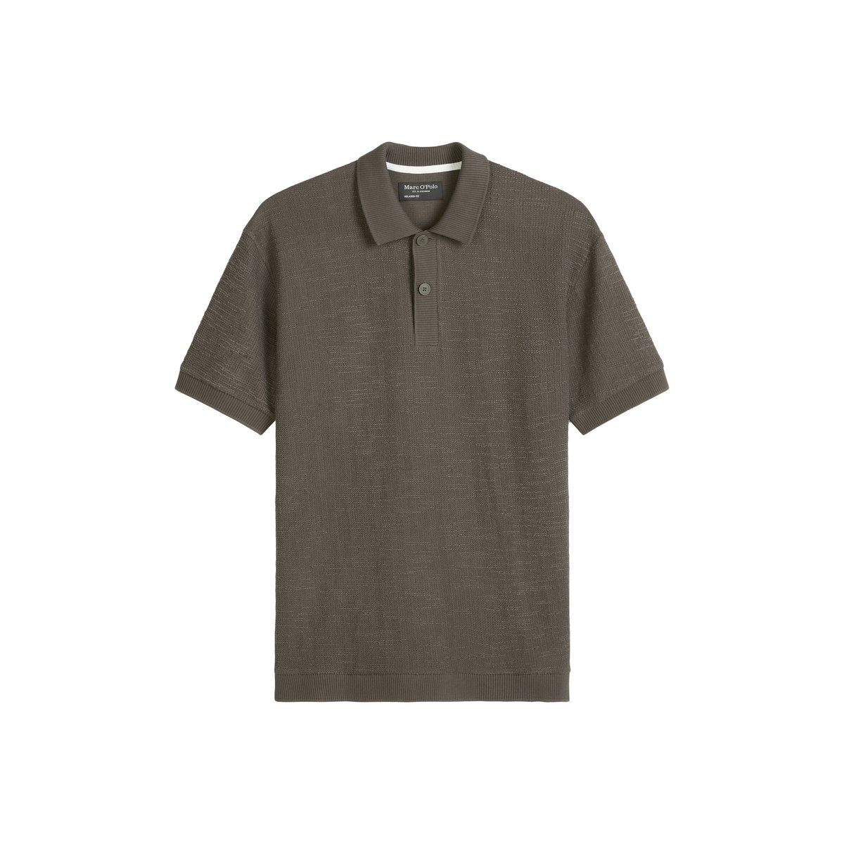 Poloshirt loose aus weichem Bouclé-Jersey marron foncé, MARC O'POLO