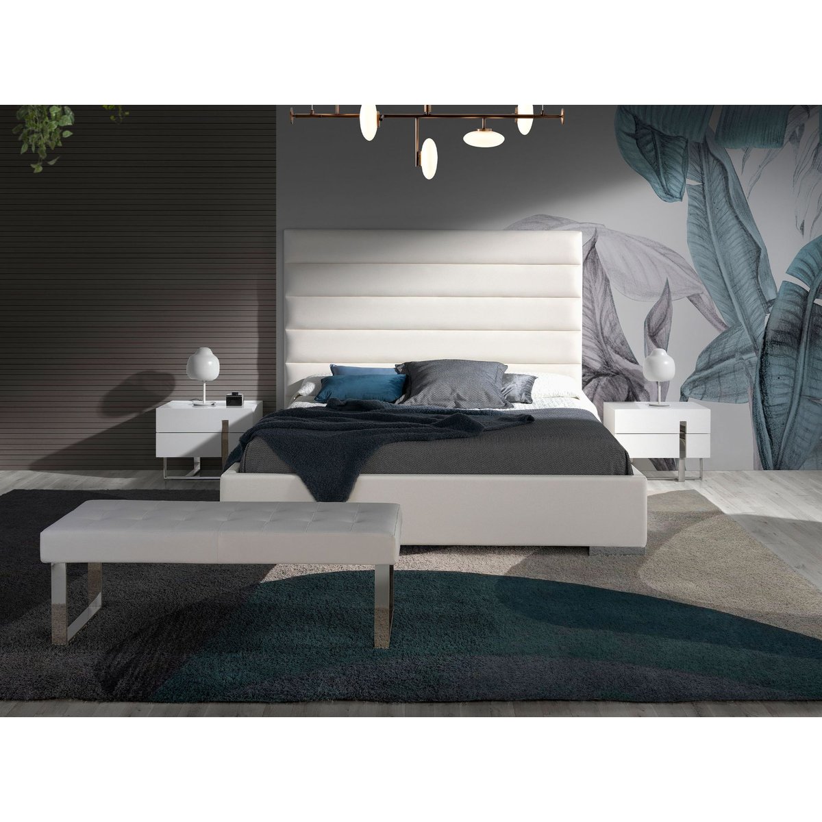 Banc en similicuir blanc blanc | acier, ANGEL CERDA