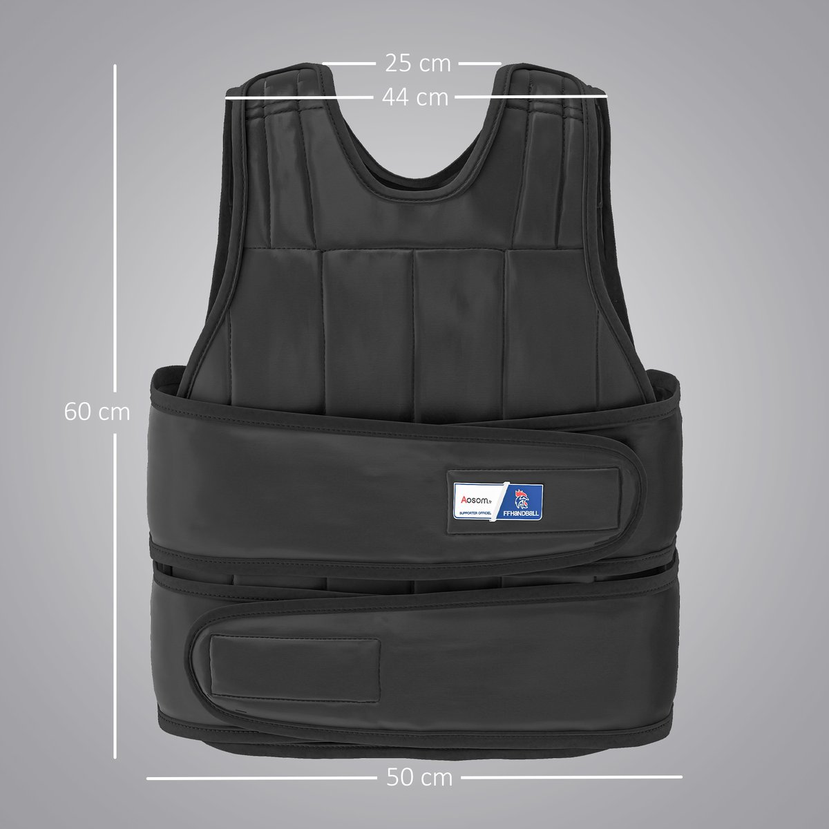 Gilet lesté réglable 20 Kg max. oxford noir noir, HOMCOM