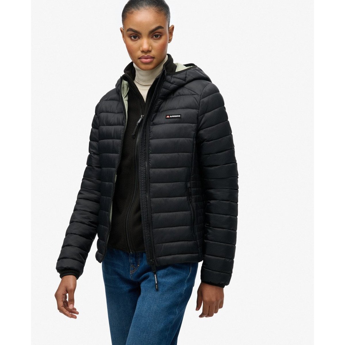 Veste matelassée à capuche Fuji Lite noir, SUPERDRY
