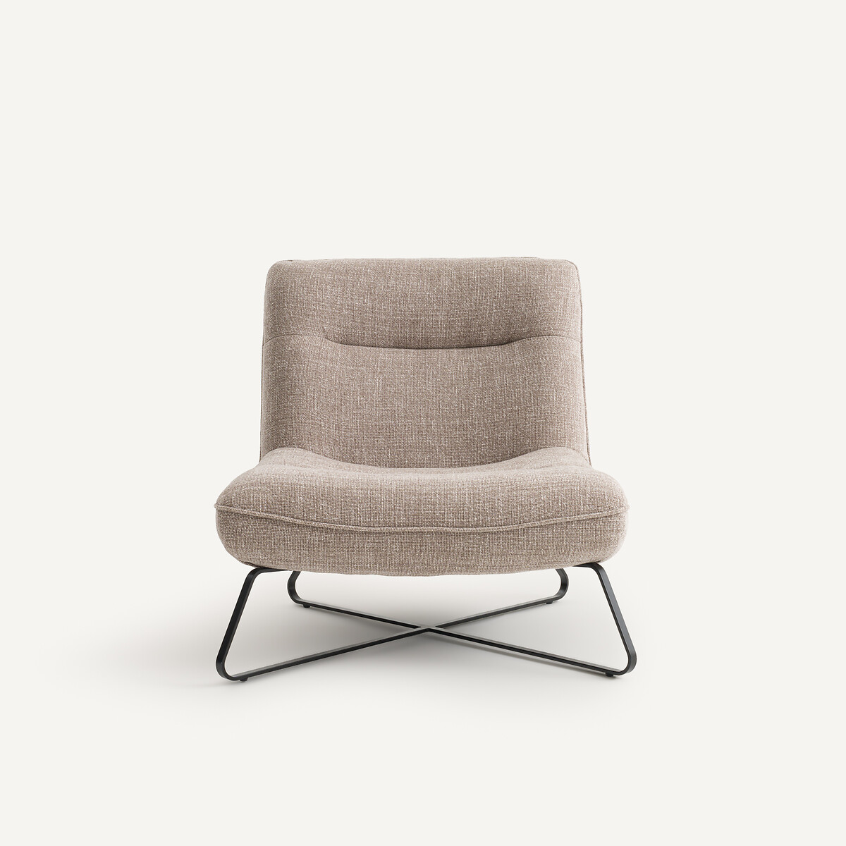 Fauteuil en tissu texturé chiné, HELMA marron glacé, AM.PM
