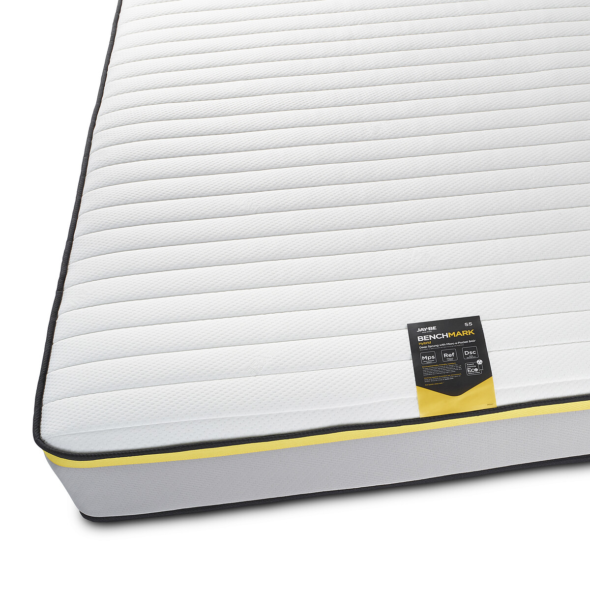 Jay-Be® Benchmark S5 Hybrid e-Sprung™ Eco-Friendly Mattress grey/yellow, JAY-BE