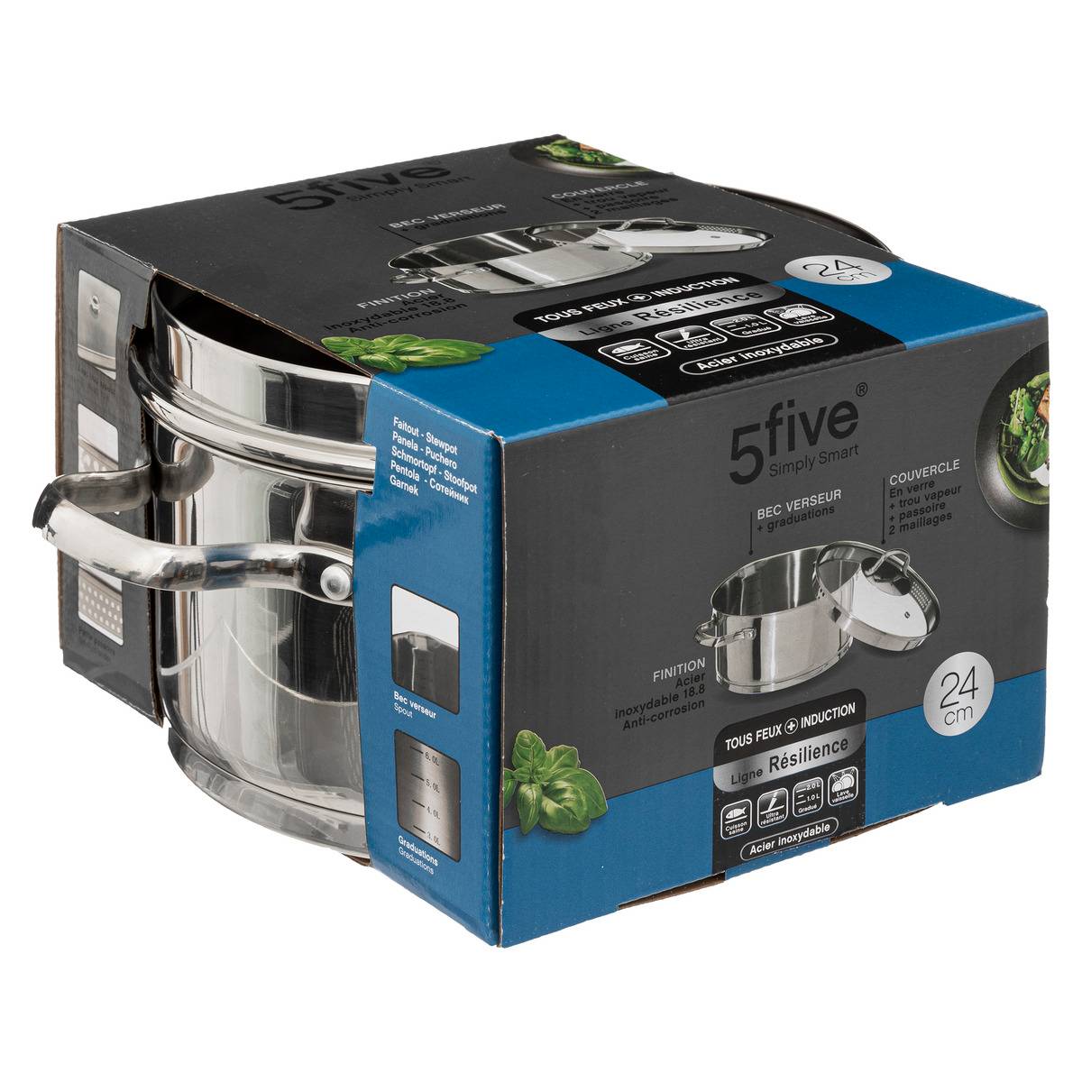 Faitout en inox RESILIENCE argent, 5FIVE SIMPLY SMART