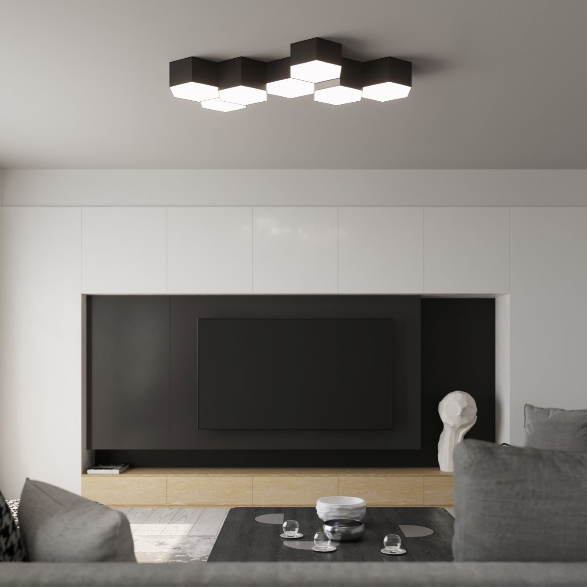 Plafonnier PVC Noir E27 2 Sunde 11 noir, EDEN