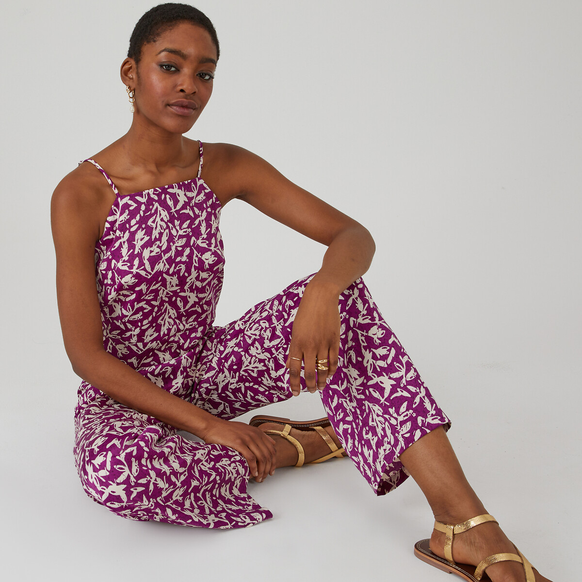 Satin Cami Jumpsuit purple print, LA REDOUTE COLLECTIONS