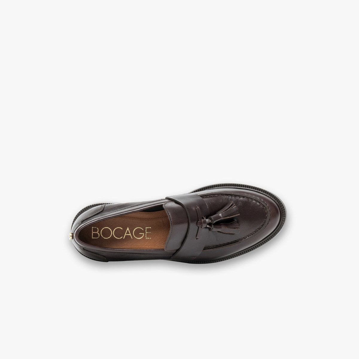 Mocassin en cuir ANDAYA marron chocolat, BOCAGE